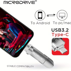 Resim MICRODRIVE Yüksek Hızlı USB 3.2 OTG Flash Sürücü - Çift Arayüz, Type-C & USB, 32GB, 64GB, 128GB, 256GB'de Mevcut - Şık Gümüş Tasarım 