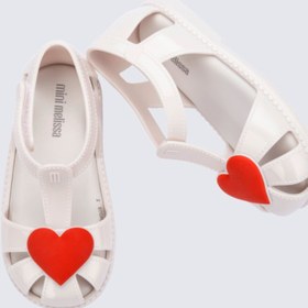 Resim Mini Melissa Hip Heart Ballerina Beyaz Kalpli Kız Bebek & Çocuk Sandaleti | 22-30 Numara | Melflex® Vegan | İkonik Kokulu - 2 