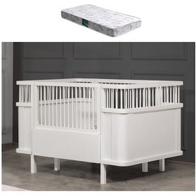 Resim Mdf Beşik, Trend Büyüyen Beşik 130x90 + 1 Comfort Yatak Beyaz 