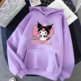Resim Kuromi Kolila Baskılı Lila Kız Çocuk Sweatshirt 