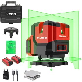 Resim KOBB KBL41G 30Metre 4x90⁰/1x360⁰ Otomatik Hizalamalı Li-ion Çift Akülü Profesyonel Yeşil Çapraz Çizgi Lazer Distomat 