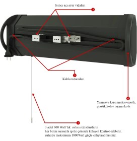 Resim Mirkraft Essby 1800 W Duvar Tipi Infrared Elektrikli Isıtıcı 