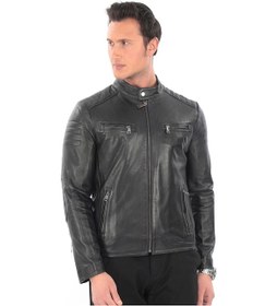 Resim Newzaya Hakiki Deri Erkek Ceket Klasik Şıklıkla Buluşan Modern Stil Siyah 