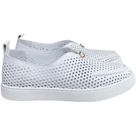 Resim Beyaz Hakiki Deri Delikli Hafif Comfort Taban Sneaker Beyaz 