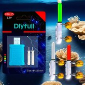 Resim 2 Adet Çubuk Ucu Işıkları + CR425 Lir425 Şarj Edilebilir Pil Şarj Cihazı Seti, Gece Balıkçılığı Elektronik Olta Kamışı Ucu Işıkları, Kıyı Balıkçılığı Alarmı Parlayan LED Yüzdürme Işığı 