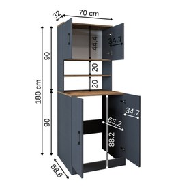 Resim Kapaklı Çamaşır Makinesi Dolabı - 1015 - 70 CM / Atlas Çam-Antrasit 