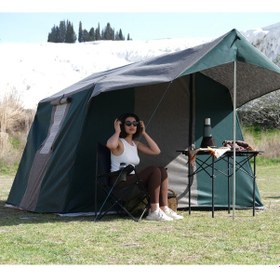 Resim Oba Çadır - 1 Odalı Kamp Çadırı 4 Kişilik Kapı Sineklikli Yeşil - Gri 