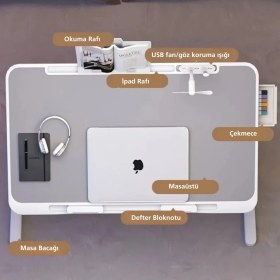 Resim Techtic Çok Amaçlı Yükseklik Ayarlı Fanlı Laptop Standı Katlanabilir Soğutuculu Notebook Sehpası 