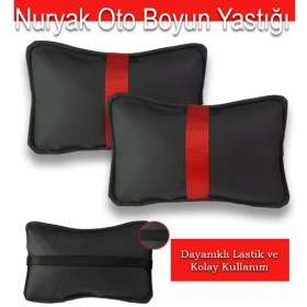 Resim Saab 9000 1984-1998 Oto Koltuk Kırmızı Şerit Boyun Yastığı 2 Adet 