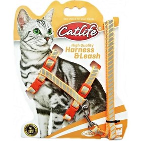 Resim Catlife Gece Parlayan Gezdirme Kedi Göğüs Tasması Seti Turuncu 110 CM 