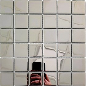 Resim MozaiKristaL Hobi ve Sanatsal Çalışmalar Için 48X48MM. Gümüş Krom, 30X30CM. Fileli Kristal Mozaik. 