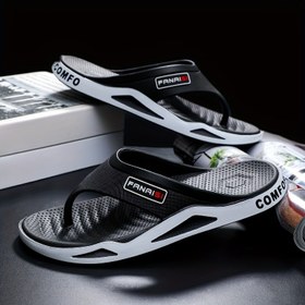 Resim Erkekler için bir çift terlik, rahat/şık/çok yönlü/plaj/dış mekan/kuşamlı ayakkabılar/terlikler/rahat/şık/harf/baskılı terlikler/duş açık burunlu erkek ayakkabıları, hafif hızlı kuruyan terlikler 