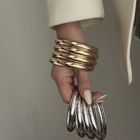 Resim 4 Parça Kadınlar İçin Parlak Yığınabilir Bileklik Seti, Moda Kolye Takım 