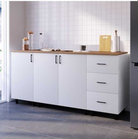 Resim Mila Alt Modül Mini Mutfak Dolabı Çekmeceli 160 Cm Tezgah Dahil Beyaz 