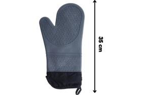 Resim Gri Silikon Yanmaz Yapışmaz Isı Yalıtımlı 35 cm Mutfak Fırın Eldiveni 