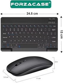 Resim Samsung Galaxy Tab A9 ile uyumlu Bluetooth Kablosuz Klavye Mouse + Tablet Standı - FC1088 (Beyaz) 