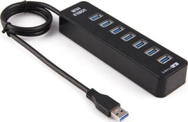 Resim 7 Port Usb 3.0 Hub 1 Metre Kablolu Çoklayıcı Çoğaltıcı Switch Splitter Siyah CoverZone