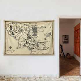 Resim Yüzüklerin Efendisi Orta Dünya Haritası - Lord Of The Rings Duvar Örtüsü - 100 cm x 135 cm 