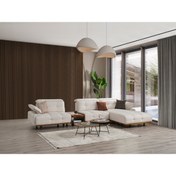 Resim Evondi Hermes Lux Köşe Koltuk 400x200 cm Silinebilir Kumaş 35 DNS Sünger Gürgen İskelet Ahşap Ayak 