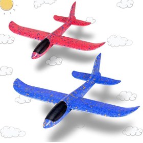 Resim KanatGo Mavi & Kırmızı Köpük Uçak 2'li Set – Hafif ve Dayanıklı El Planörü, Elle Fırlatılan Uçan Oyuncak 