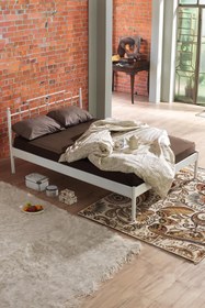 Resim Unimet Hatkus-s Çift Kişilik Ferforje Metal Karyola-beyaz (AHŞAP LATALI) 