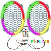 Resim Poke Pixel Ledli Oval Hoparlör Kapak Gümüş 2 Adet Poke PK-6301 