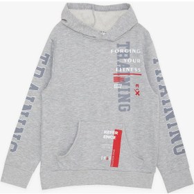 Resim Breeze Girls & Boys Erkek Çocuk Sweatshirt Kapüşonlu Kanguru Cepli 9-14 Yaş, Gri Melanj-gri Melanj Gri Melanj 