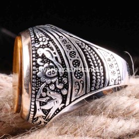 Resim Tigers Eye Stone Jewelry Solid 925 Sterling Silver Men Ring - US: 7 / 55 mm / Turk: 15 