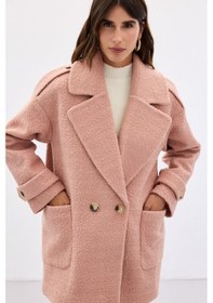 Resim Sateen Buklet Kısa Kaban - Pudra-136595 Pudra 