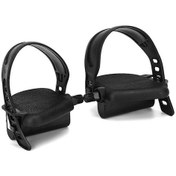 Resim Ayarlanabilir Kayışlı Egzersiz Bisikleti Pedalı Çifti D Siyah 