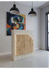 Resim Resital Ledli Karşılama Bankosu G-90 Cm Ofis Kasa Resepsiyon Masası Banko-002-8-6 