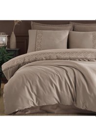 Resim Clasy Çift Kişilik Nevresim Takımı Ranforce Nienna Bej 