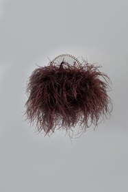 Resim Fleur Brown Feathered Evening Clutch 