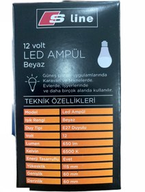 Resim ATAELEKTRONİK 12v 12 Volt Led Ampül Beyaz Renk E27 Duy 650lm 6500k Tasarruflu Aydınlatma 