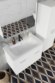 Resim BALNEOM Defne 80 Cm %100 Mdf Banyo Dolabı Aynalı Dolaplı Üst Dolap Lavabo Boy Dolabı 