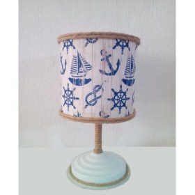 Resim Onay Avize Gemili Halatlı 2.li Set M-605 Kumaş Kaplama Genç ve Çocuk Odası Avize ve Abajur Takımı 