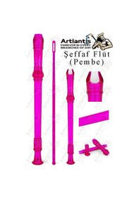 Resim Şeffaf Flüt Blok 1 Adet Renkli Blok Fülüt Şeffaf Abs Plastik 3 Parça Kaliteli Net Ve Yüksek Ses Kalitesi Fülüt Pembe 