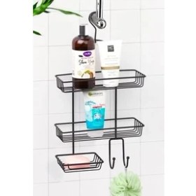Resim Okyanus Home Siyah Askılı Duş Rafı Organizer 
