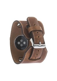 Resim Bouletta Apple Uyumlu Watch Deri Kordon 42-44-45 MM Cuff Taba 