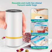 Resim HOTU Mini Elektrikli Vakum Makinesi USB Şarjlı, Şarj Edilebilir Lityum Pil, 3 Boyutta 10 Gıda Saklama Torbası ve Sous Vide, Ev ve Seyahat Kullanımı İçin Taşınabilir Pompa Dahil 