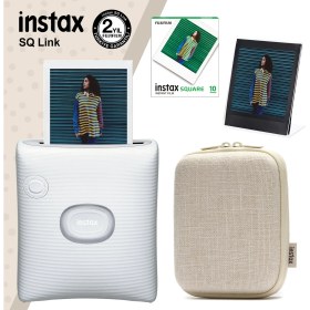 Resim Fujifilm Instax Sq Link Beyaz Yazıcı 10LU Square Film Kılıf ve Pleksi Çerçeve 