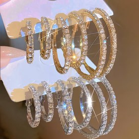 Resim 12 parça set/6 çift Moda, Zarif, Seksi, Basit, Zarif ve Parlak Yapay Kristal C-Halka Abartılı Büyük Halka Küpeler Çok Parça Set Tatil Tatil Partisi Tarih Hediyesi Günlük Giyim 