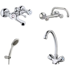 Resim Erce Klasik Banyo Lavabo + Eviye Bataryası Duş Takımı 