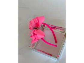 Resim Queen Accessories Neon Pembe Şerit Taşlı Tüylü Anne Kız Çocuk Bebek Taç 