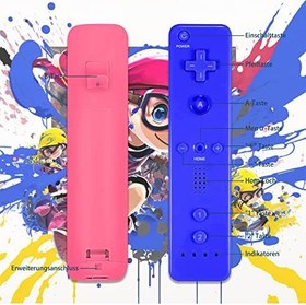 Resim AUFGLO Wii Controller 2 Pack Wii Remote with Silicone Case and Wrist Strap (pink+blue) 