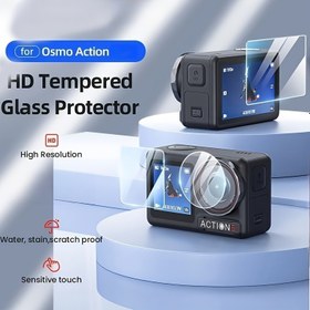 Resim 6’li 1 Arada DJI Osmo Action 5 Pro ve Action 4/3 için Temperli Cam Ön ve Arkalı Ekran Koruyucu Lens Kılıfı, Kamera Aksesuarı 