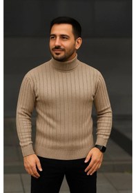 Resim Assema Erkek Fitilli Triko Kazak 3'lü Set Bebek Mavisi Bej Siyah Regular Balıkcı Yaka Tam Boğazlı Triko Seti Modeli Kazak Çok Renkli 