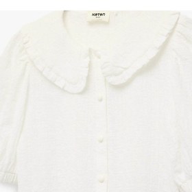 Resim Koton Düğmeli Crop Bebe Yaka Ekru Kız Çocuk Bluz 6skg60066aw 