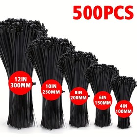 Resim CNZOYE 500-Lik Öz Kilitleme Kablo Bağlantıları - Çeşitli Boyutlarda (300mm/250mm/200mm/150mm/100mm) Dayanıklı Naylon Zip Bağlantıları - Ev, Ofis, Bahçe ve Atölye Kablo Yönetimi için İç ve Dış Mekan Kullanımı, Çizik ve Bükülme Direnci 