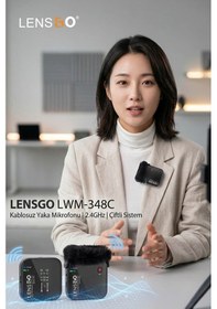 Resim Lensgo Lwm-348c Kablosuz Yaka Mikrofonu 2.4ghz Çiftli Sistem 